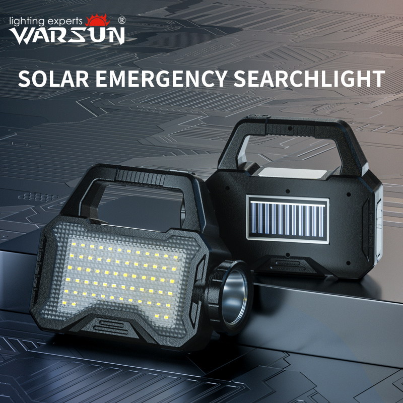 Warsun WT100 IP44 600Lm Portable Double Light Source Search Light Solar Powered 2000mAH Handheld Search Lamp for Camping