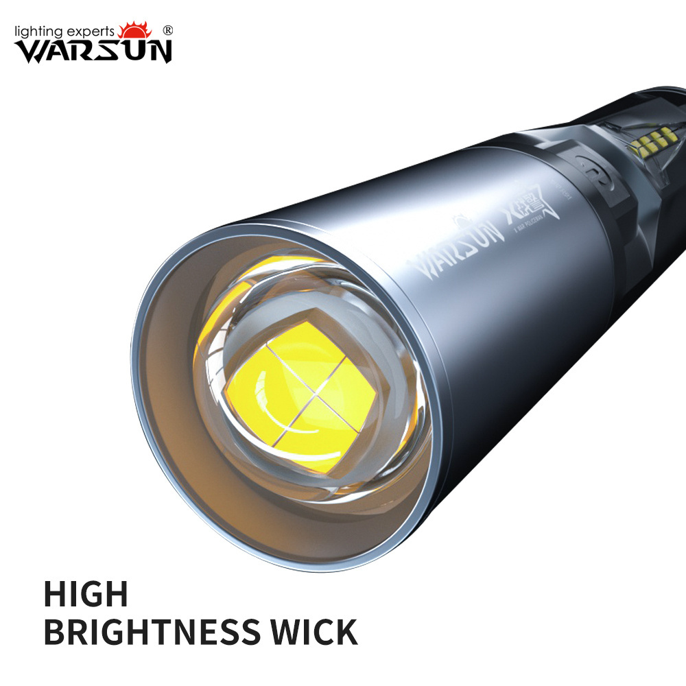 Warsun IP44 WS500 Zoomable Multifunctional high lumen 800Lm COB Side Light Glaring Rechargeable Flashlight With Tail Hook