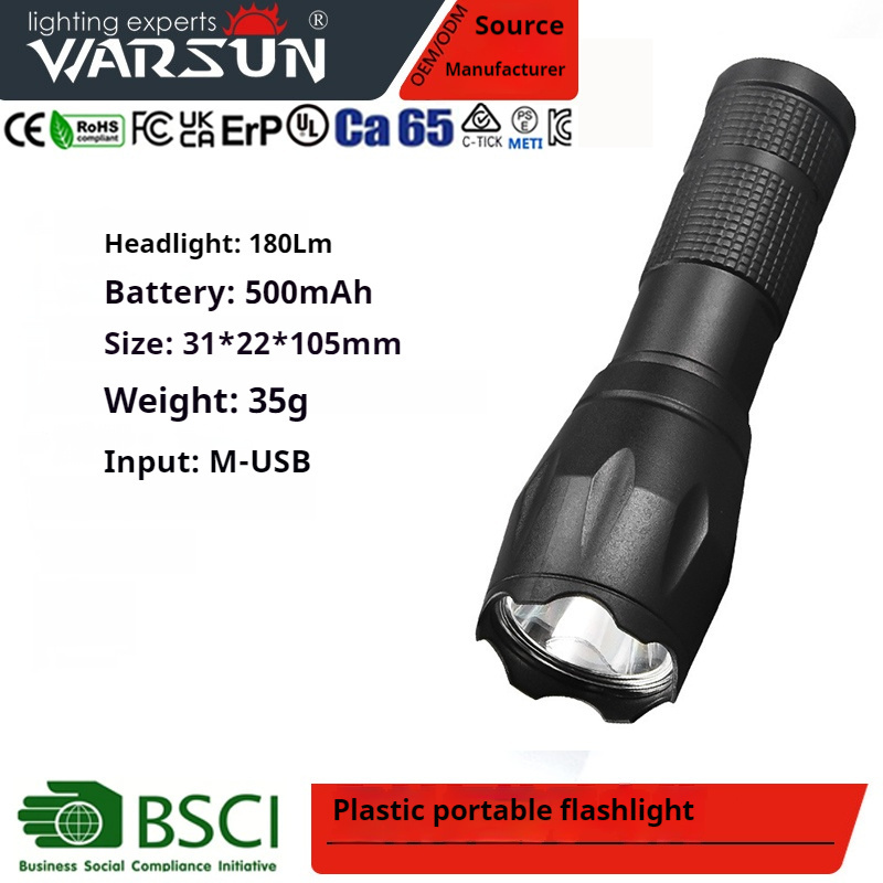 Warsun A18 1000 Lumen  ABS IPX4 Portable small portable Plastic light cup Torch Rechargeable Built-in Battery light for camping