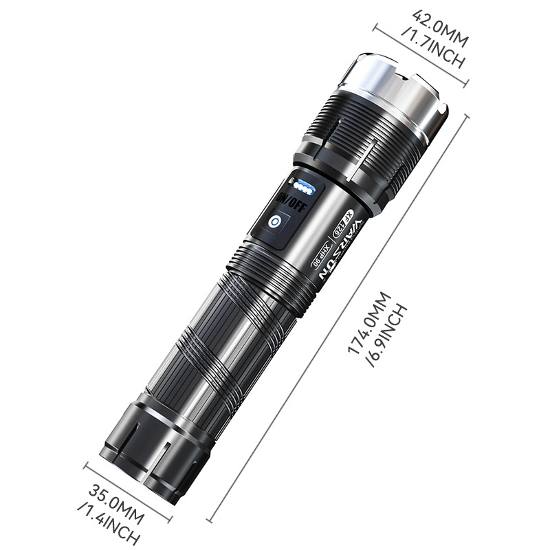 Warsun XF126  Multi Functional Zoom Aluminium Warning Outdoor Rechargeable Emergency Torch Power Bank Waterproof Flashlight