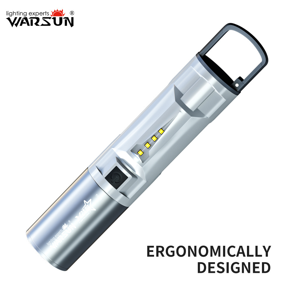 Warsun IP44 WS500 Zoomable Multifunctional high lumen 800Lm COB Side Light Glaring Rechargeable Flashlight With Tail Hook