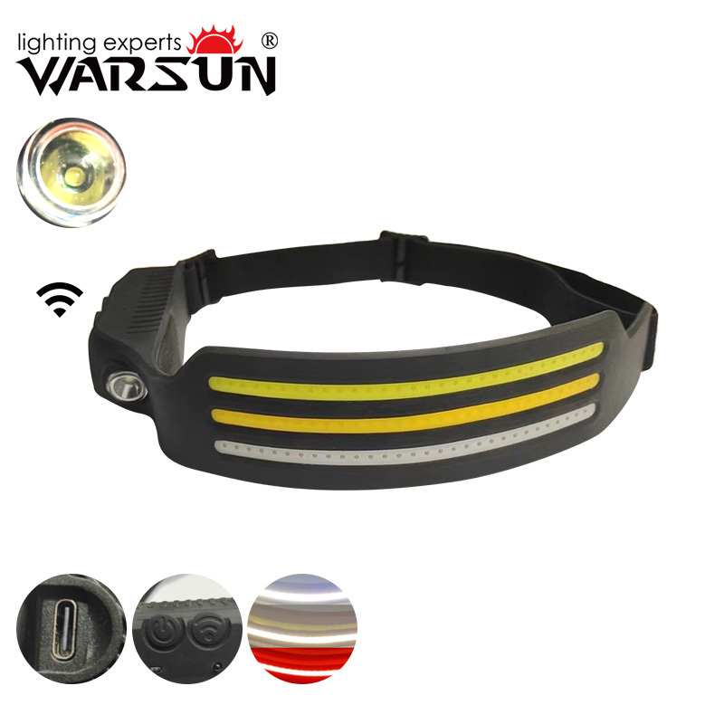 Warsun LX2000 High Power 1200 lumen Wireless Smart Sensing head torch light USB Rechargeable COB Professional working headlight