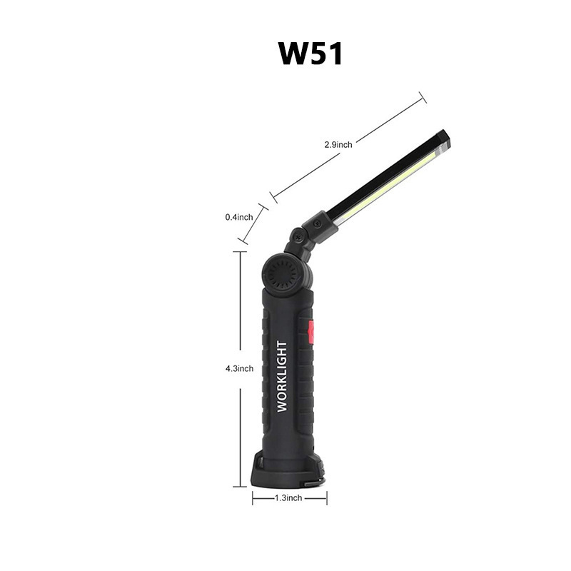 WARSUN Outdoor W52 500Lm ABS Multi-purpose portable COB Foldable IP45 magnetic 2200mAH Rechargeable Work Light With Side Light