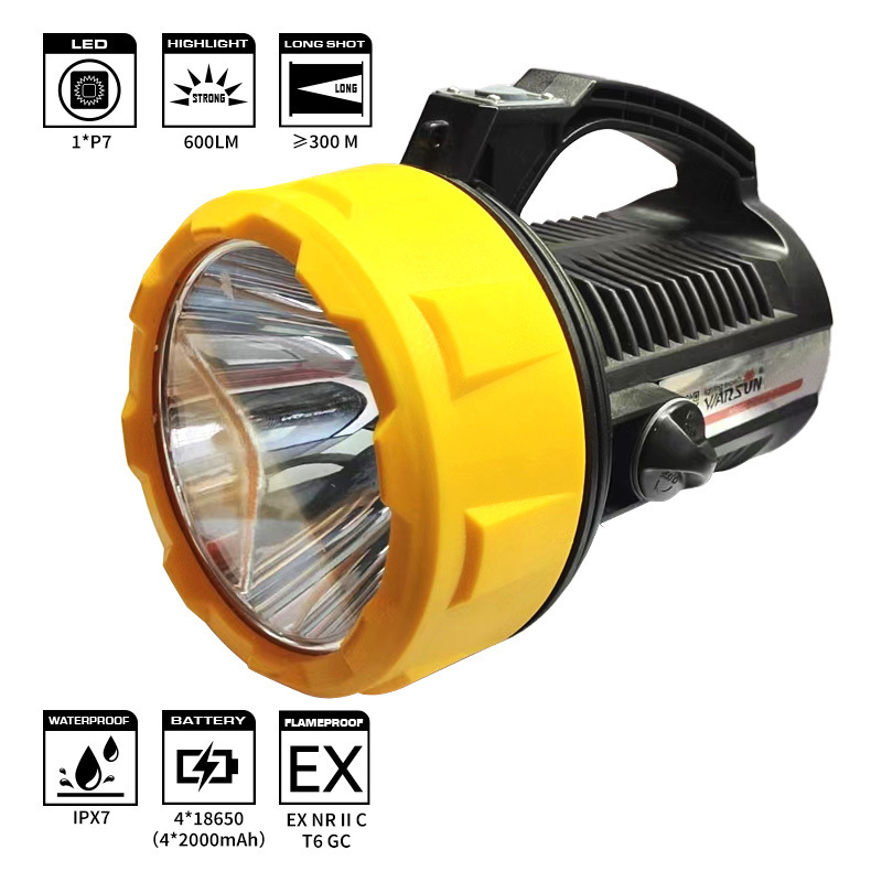 WARSUN Outdoor 600 Lumen M-USB  Explosion-proof Rechargeable Portable Led Waterproof Searchlight For Camping