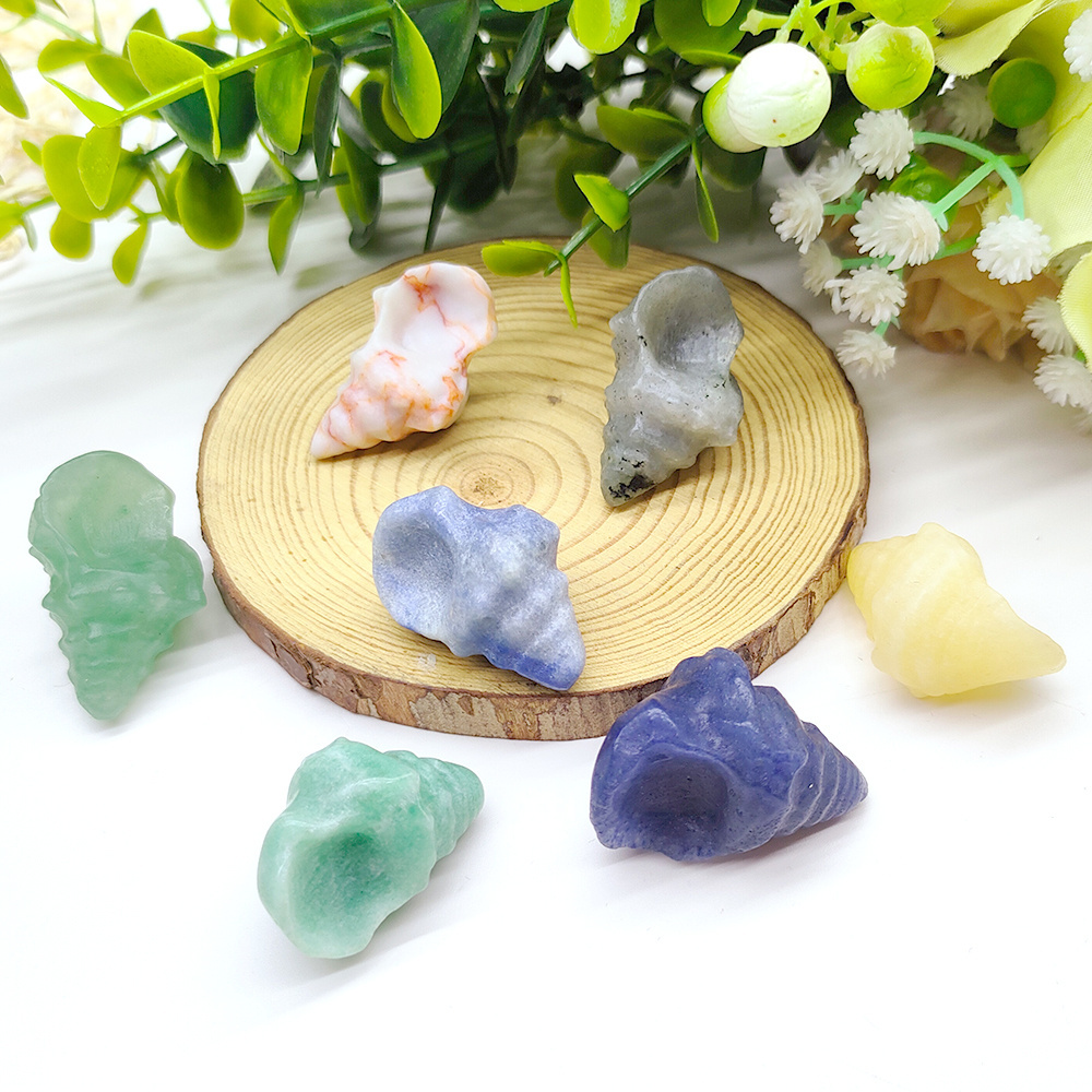 Crystal Crafts Wholesale Natural Gemstone Carving Quartz Healing Stones Conch Crystal Carving