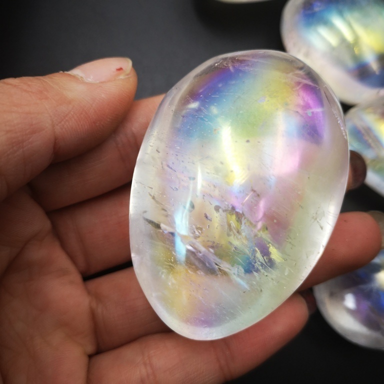 Wholesale Natural Healing Rainbow Angel White Aura Quartz Crystals Spirit Stones