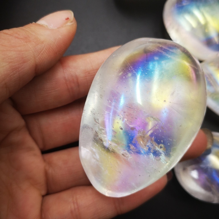 Wholesale Natural Healing Rainbow Angel White Aura Quartz Crystals Spirit Stones