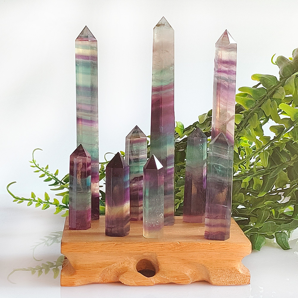 Wholesale Crystal Columns Natural Healing Stones Gemstone Point Colored Fluorite Energy Tower