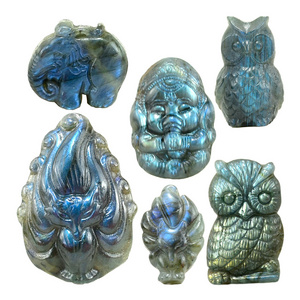 Wholesale Natural Crystal Healing Stones Animal Carving Quartz Gemstone Labradorite Pendant