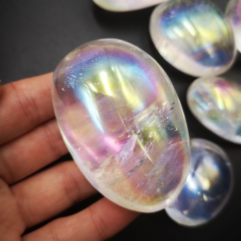 Wholesale Natural Healing Rainbow Angel White Aura Quartz Crystals Spirit Stones