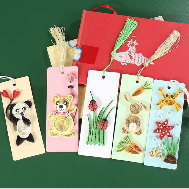 Quilling Bookmark Set Decoration Paper Flowers Quilling Paper Stripes DIY Handmade Bookmark Craft Gifts Kit