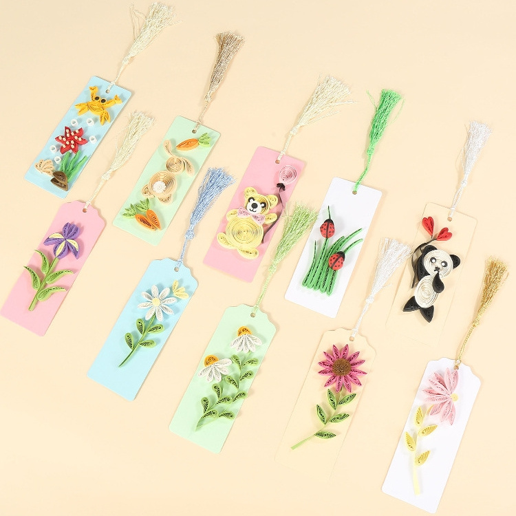 Quilling Bookmark Set Decoration Paper Flowers Quilling Paper Stripes DIY Handmade Bookmark Craft Gifts Kit