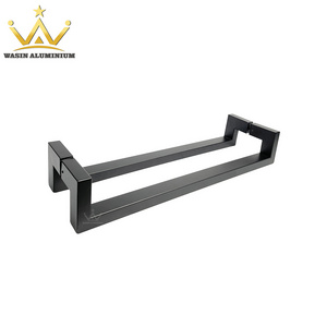 Modern Stainless Steel Double Side Front Gate Grip Lever Matt Black Square Pipe Glass Doors Pull Handles