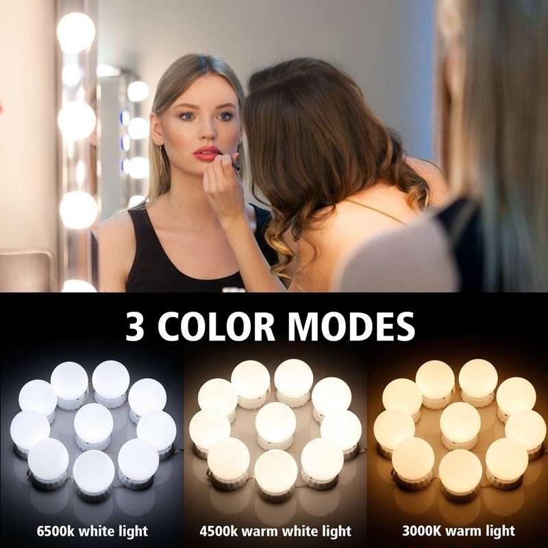 Hot 10 Dimmable Bulbs DIY Hollywood Style LED Makeup Vanity Mirror Light With USB Mirror Lighting Fixture Strip For Bathroom