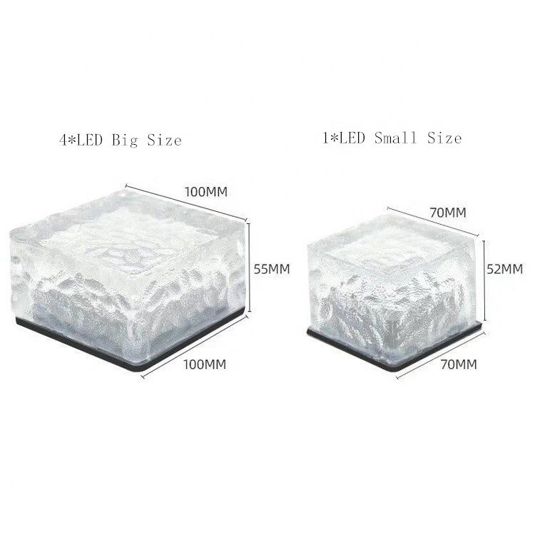 Wason Outdoor Garden Solar Glass Brick Light Waterproof LED Square Solar Ice Floor Tile Buried Light Ice Cube Rocks Garden Light