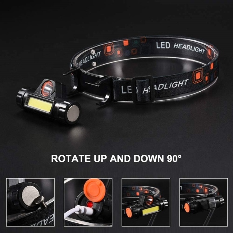 Good Price Magnetic USB Rechargeable Led Headlamp Removeable With XPE Spotlight COB Floodlight 18650 Battery Powered