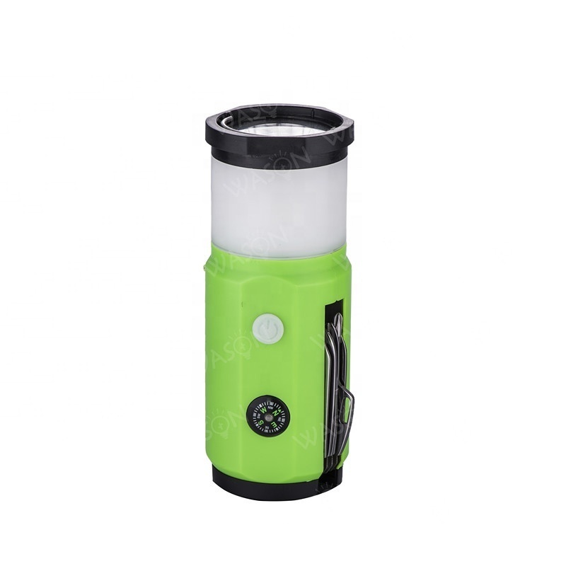 Wason Multifunction Tools Led Camping Light Outdoor Rechargeable Survival Led Lantern With Knife Compass And Screw Driver