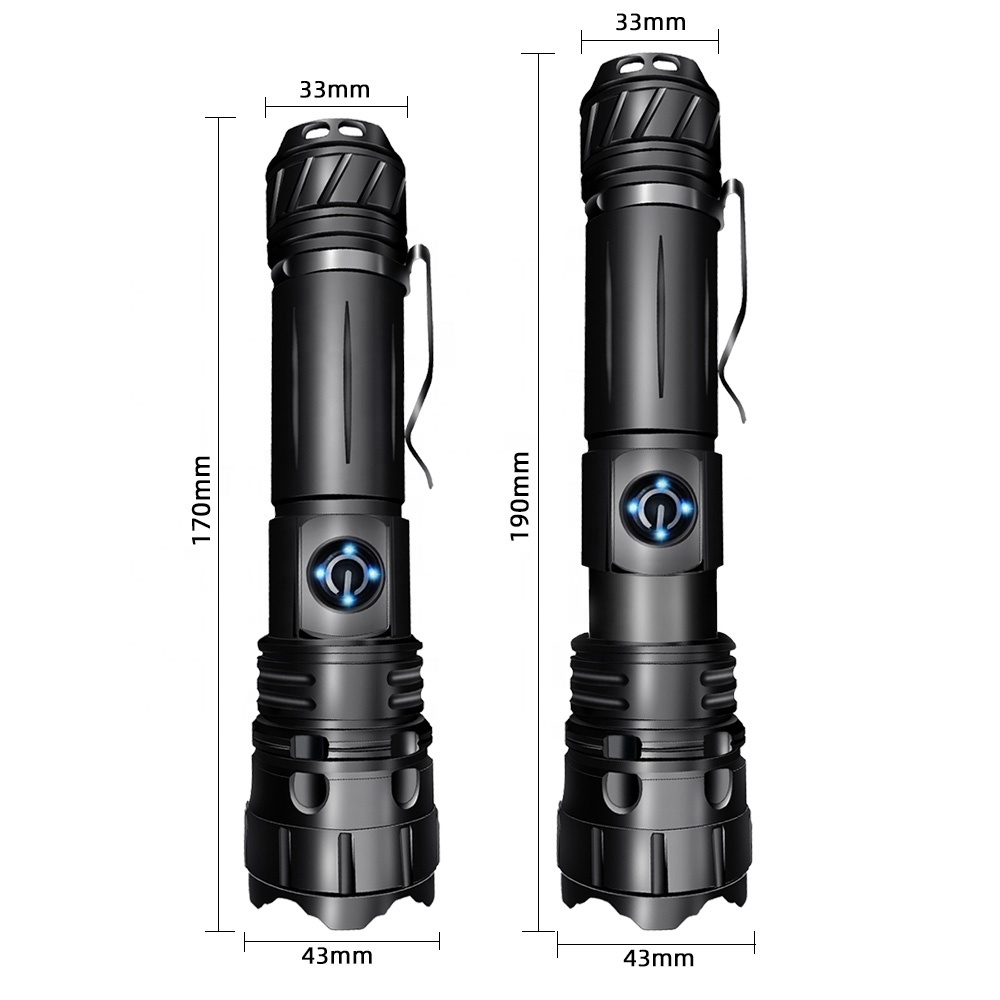 Wason High Quality Outdoor Adventure Tactical Torch Led USB-C Rechargeable Pocket Aluminum Flashlight With Clip