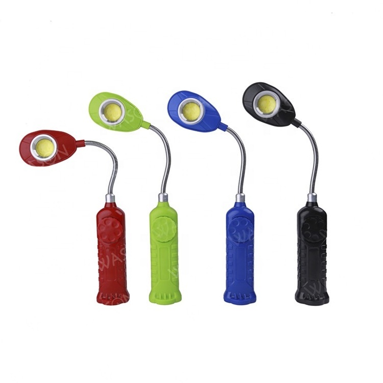 New Popular Free Rotation Gooseneck Dimmable Magnetic Cob Wide Beam Flexible Led Working Light AAA Battery Operated Torch Light