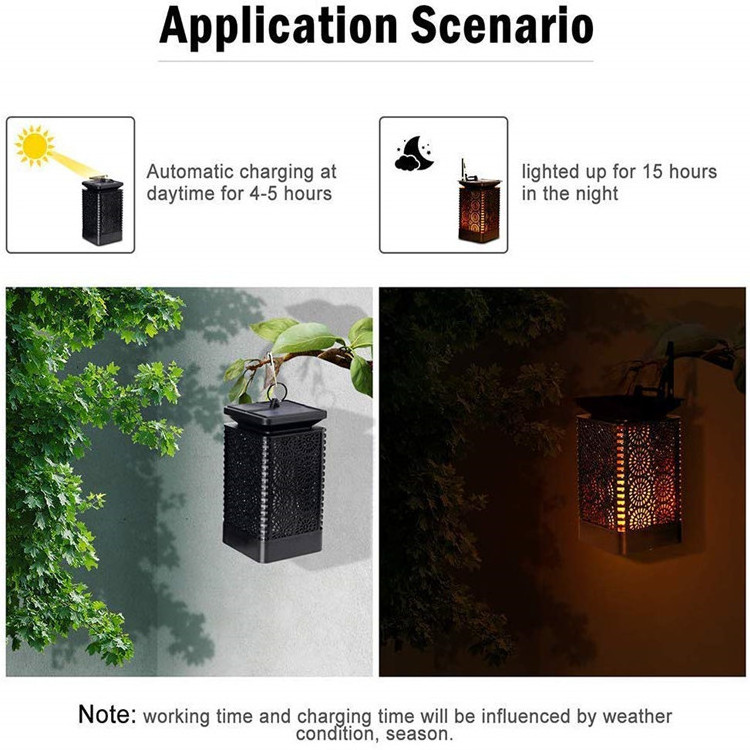 Hanging Flickering Dancing Flame Decoration Outdoor Lighting Waterproof Solar Garden Led Light