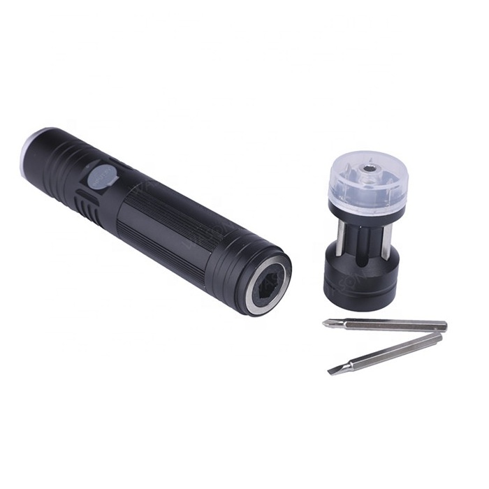 Wason Multifunction Rechargeable Aluminum Alloy Tool Led Torch Light With Screw Driver Set