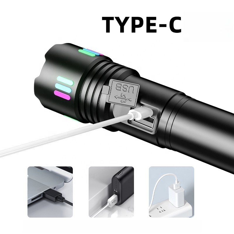 2024 Hot Sale 20W Most Powerful White Laser 600 Meters Long Range Rechargeable Zoom Led Torch Light With Digital Battery Display