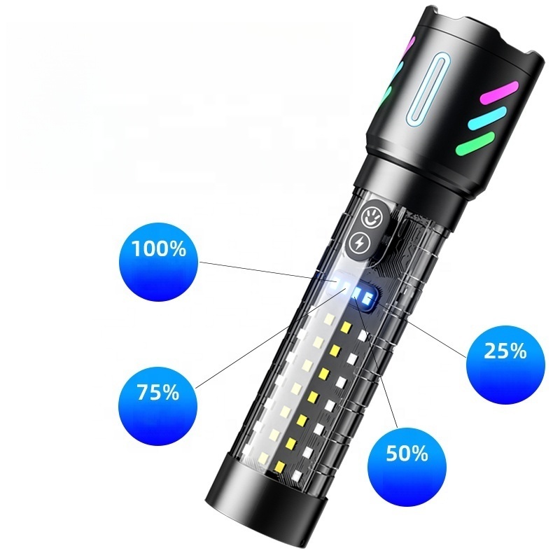 Wason Professional Manufacturer Plastic And Aluminum Alloy 2 In 1 OEM White Laser Flashlight Torch With Red Blue Warning Light