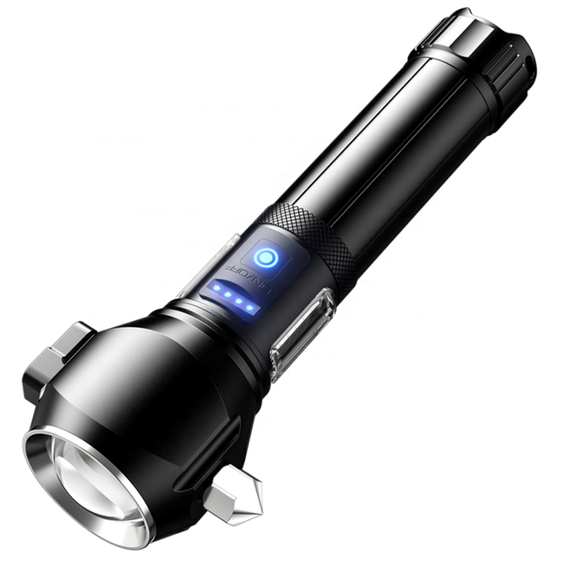 2024 Hot Sale Professional Aluminum Alloy Strong Light 20W White Laser Zoom Torch Flashlight With Hammer Knife And Magnet