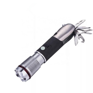 Wason Multifunction Tool Outdoor Led Flashlight Aluminum Alloy Zoomable Torch Flashlight With Hammer Knife And Screwdriver