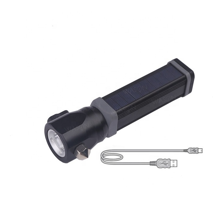 2019 New upgraded solar energy outdoor lighting torch lamp multi-tools knife hammer magnetic flashlight led with power bank