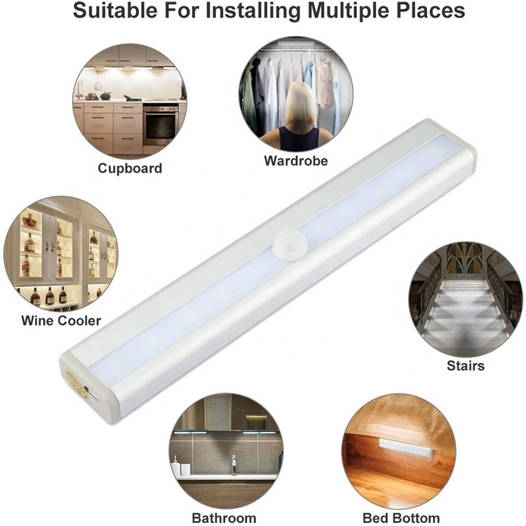 2020 Amazon 10LED Newest Version USB Rechargeable Motion Sensor Closet Light Under Cabinet Wireless Stick-Anywhere Night Light