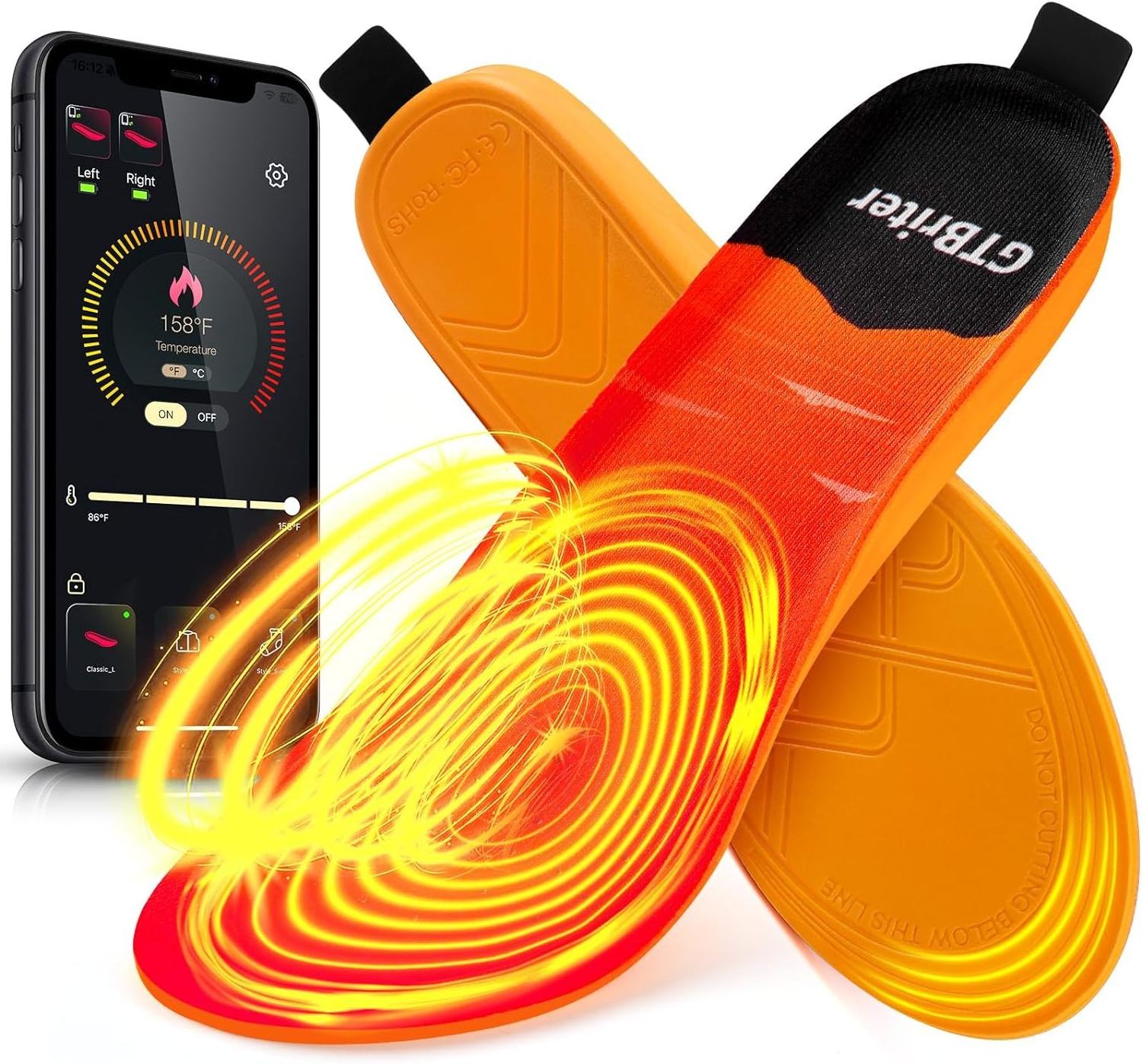 New Design 3500mAh Rechargeable Battery Powered Heated Insoles for Men Women Shoe with APP Control