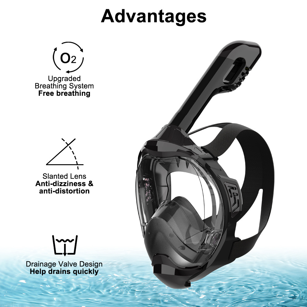 Wholesale Snorkeling Adult Kids 180 Panoramic Full Diving Face Mask Snorkel Mask With Camera Mount