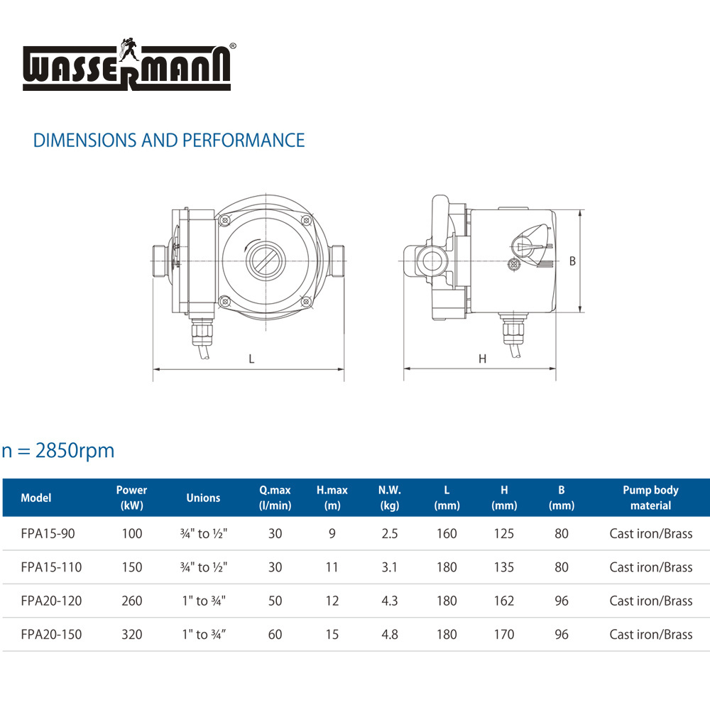 FPA circulator water pressure booster pump for Heating System