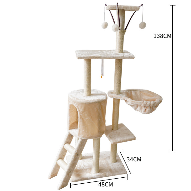 Factory In Stock luxury Multi-Level Condo Tree Scratching Tower For Multiple s Posts Perches Houses Hammock