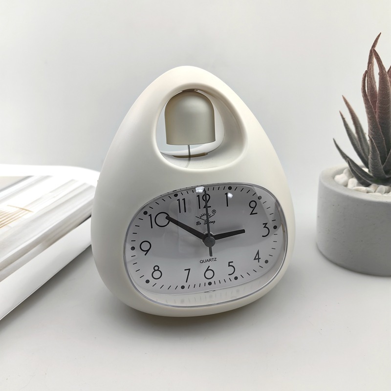 Creative Small Bedside Alarm Clock Egg Shape Cute Portable Children Student Table Desk Clock for Home Bedroom Decoration