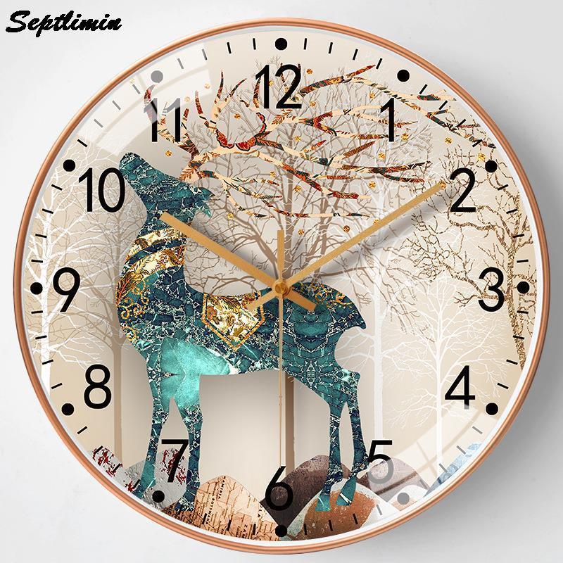 12 Inch Golden Mute Wall Clock Modern Design Colors Simple Durable Not Luxurious Clocks For Girl Living Room Bedroom Home Decor