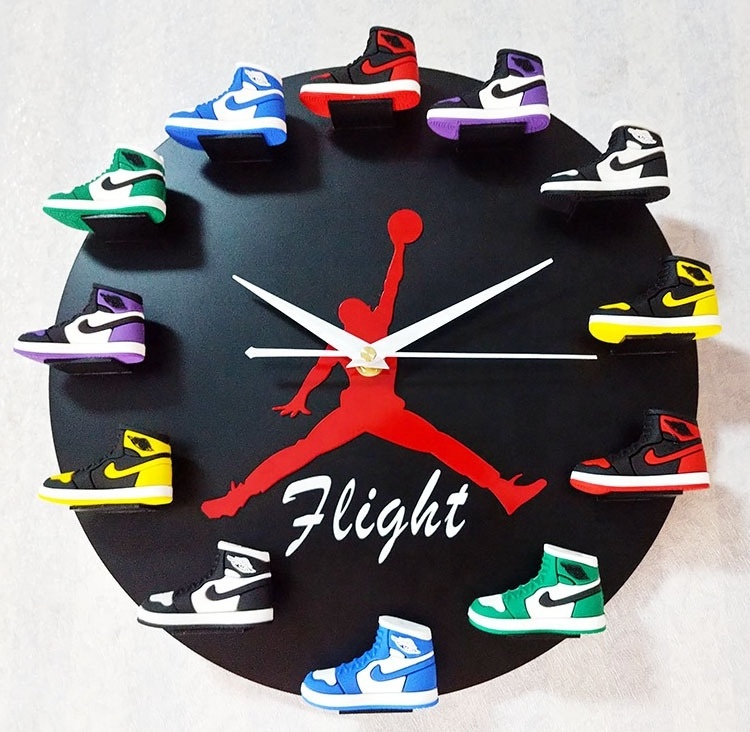 3D Basketball Shoe Wall Clocks Creative Sneakers Flight Wall Clocks Modern Design Children Room Clock Boy's Birthday Gifts