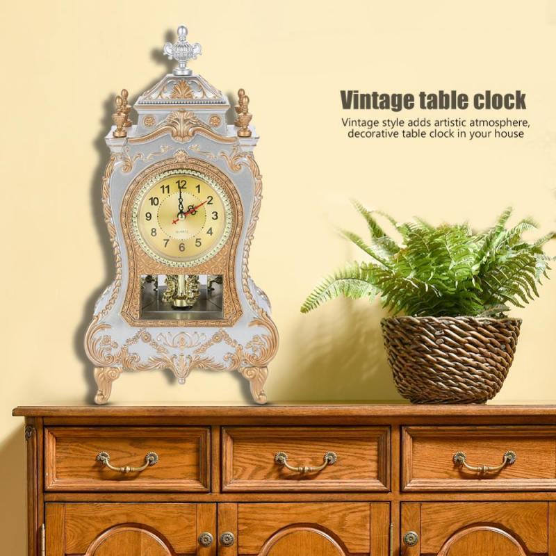 Desk Alarm Clock Vintage Clock Classical Royalty Sitting Room TV Cabinet Desk Imperial Furnishing Creative Sit Pendulum Clock