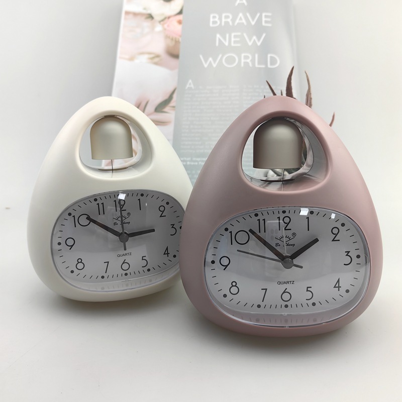 Creative Small Bedside Alarm Clock Egg Shape Cute Portable Children Student Table Desk Clock for Home Bedroom Decoration