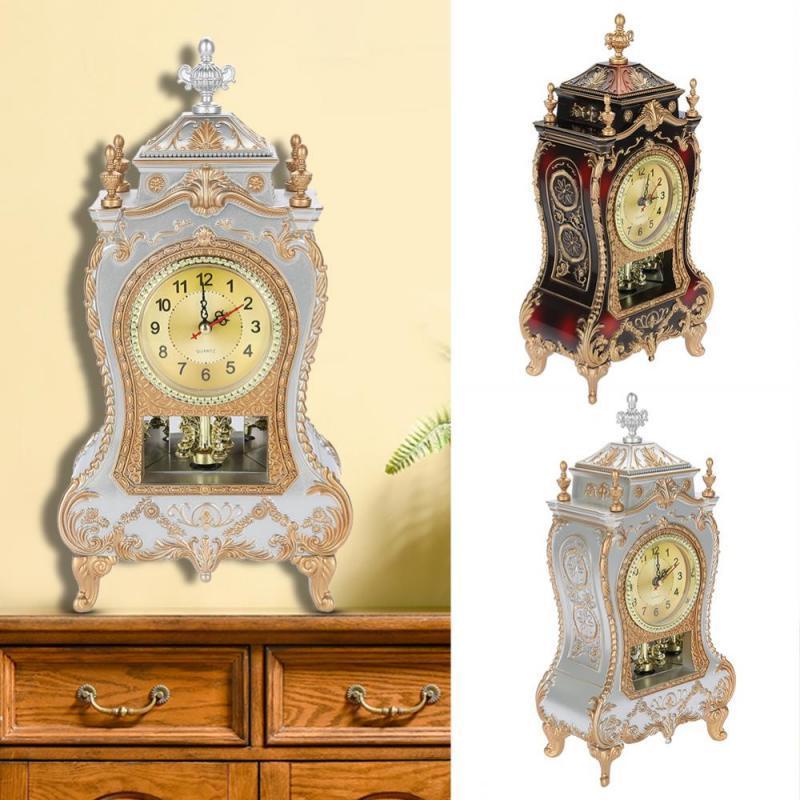 Desk Alarm Clock Vintage Clock Classical Royalty Sitting Room TV Cabinet Desk Imperial Furnishing Creative Sit Pendulum Clock