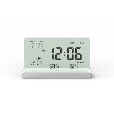 Transparent Digital Clock Temperature Humidity Date Week 3-Alarms Electronic Alarm Clock Living Room Home Decor Desktop Clocks