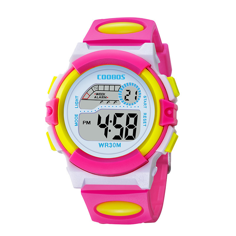 Colorful design fashion girls boys sport led digital watch COOBOS electronic Multifunction children gift party Kids watches