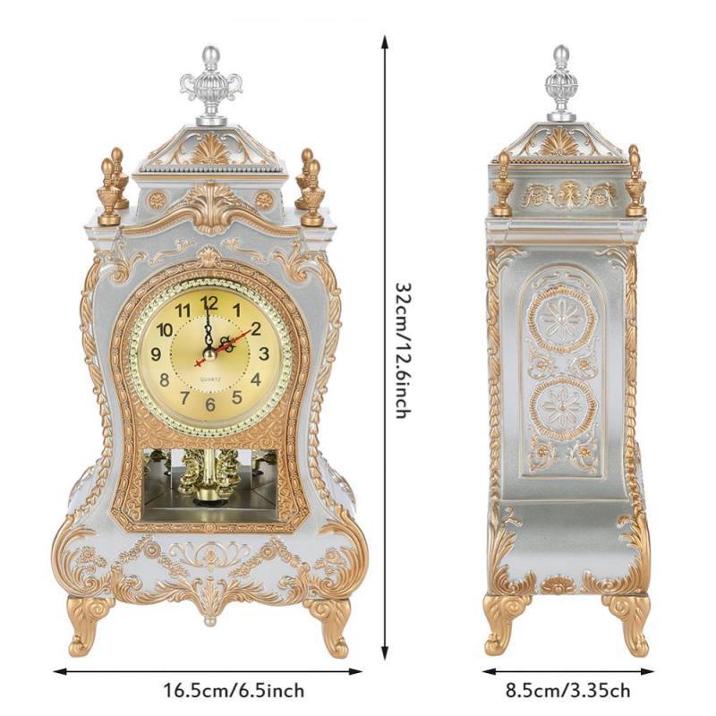 Desk Alarm Clock Vintage Clock Classical Royalty Sitting Room TV Cabinet Desk Imperial Furnishing Creative Sit Pendulum Clock