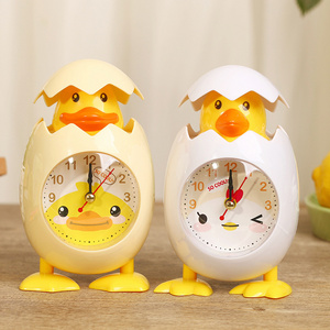 Cartoon Cute Clock Chicken Duck Egg Shell Shape Student Children Bedroom Desktop Decor Quartz Movement Plastic