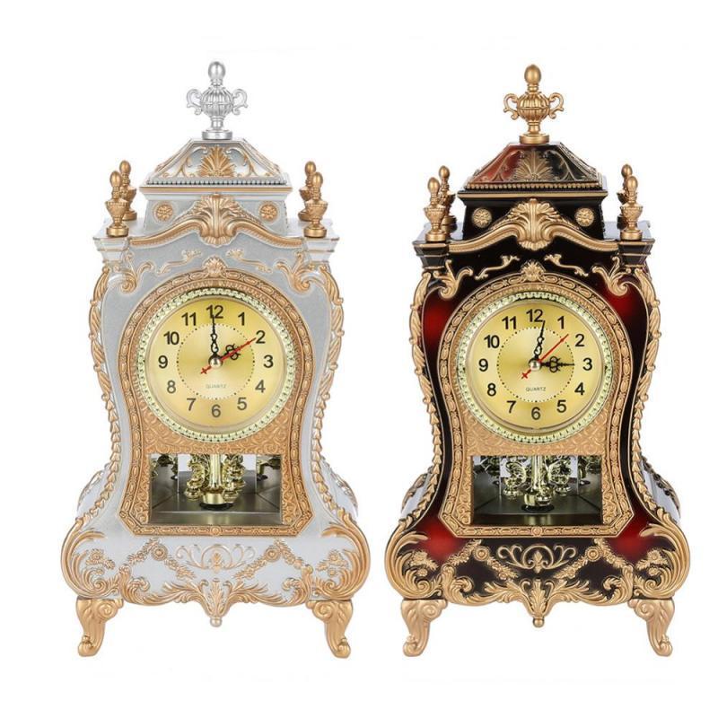 Desk Alarm Clock Vintage Clock Classical Royalty Sitting Room TV Cabinet Desk Imperial Furnishing Creative Sit Pendulum Clock