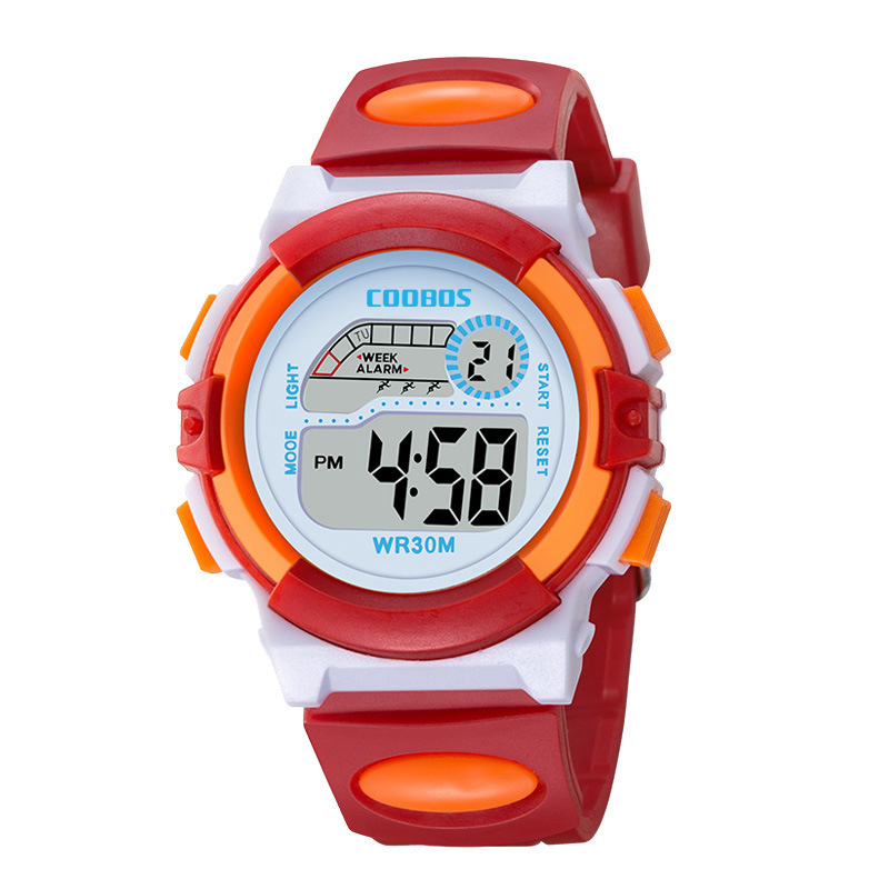 Colorful design fashion girls boys sport led digital watch COOBOS electronic Multifunction children gift party Kids watches