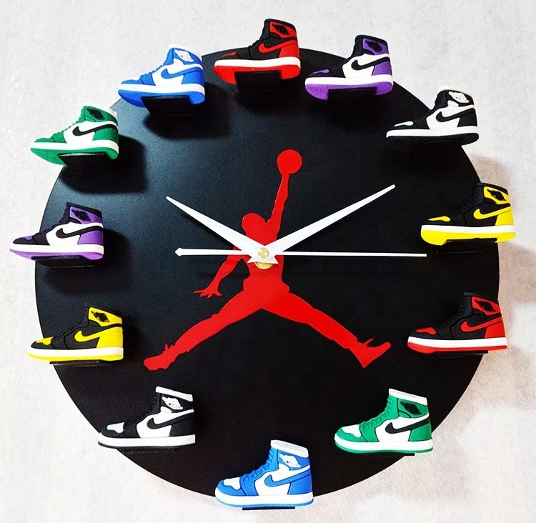 3D Basketball Shoe Wall Clocks Creative Sneakers Flight Wall Clocks Modern Design Children Room Clock Boy's Birthday Gifts