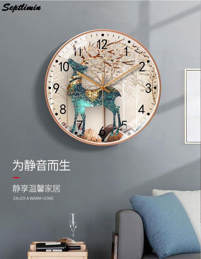 12 Inch Golden Mute Wall Clock Modern Design Colors Simple Durable Not Luxurious Clocks For Girl Living Room Bedroom Home Decor