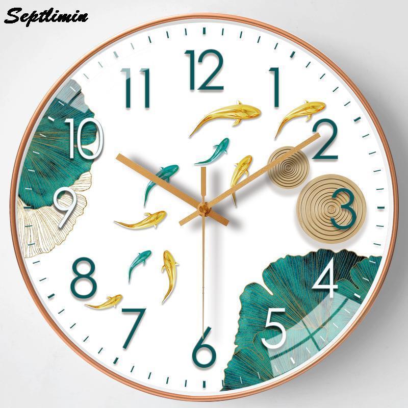 12 Inch Golden Mute Wall Clock Modern Design Colors Simple Durable Not Luxurious Clocks For Girl Living Room Bedroom Home Decor